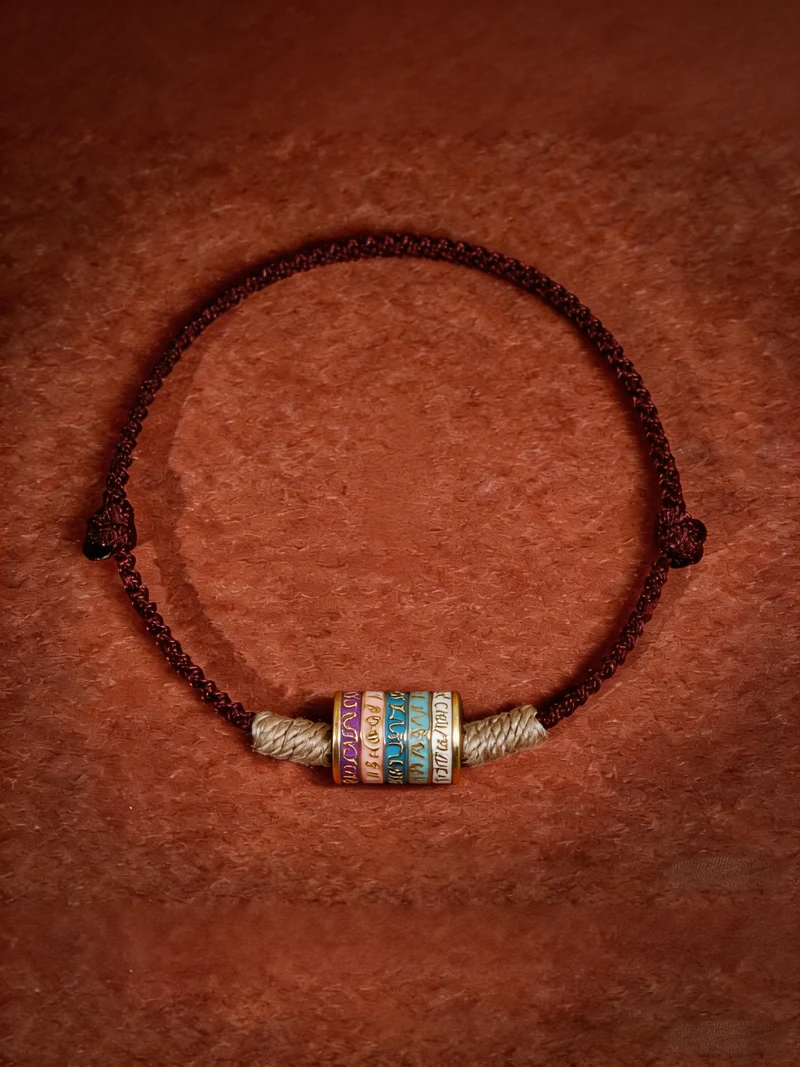 Eternal Protection Six-Syllable Mantra Sterling Silver Enamel Bracelet