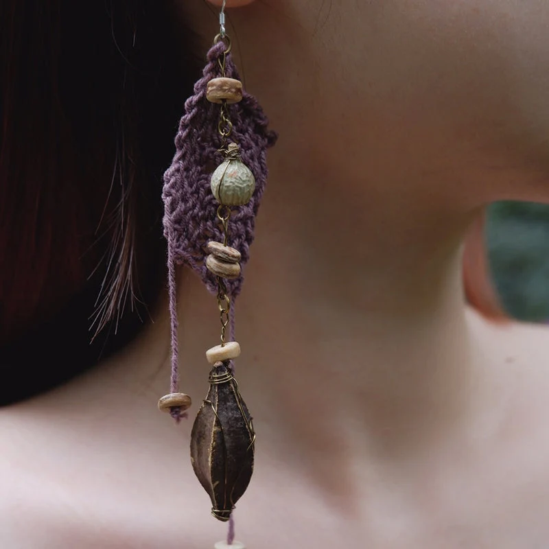 Divine Protection Natural Wood Sterling Silver Earrings