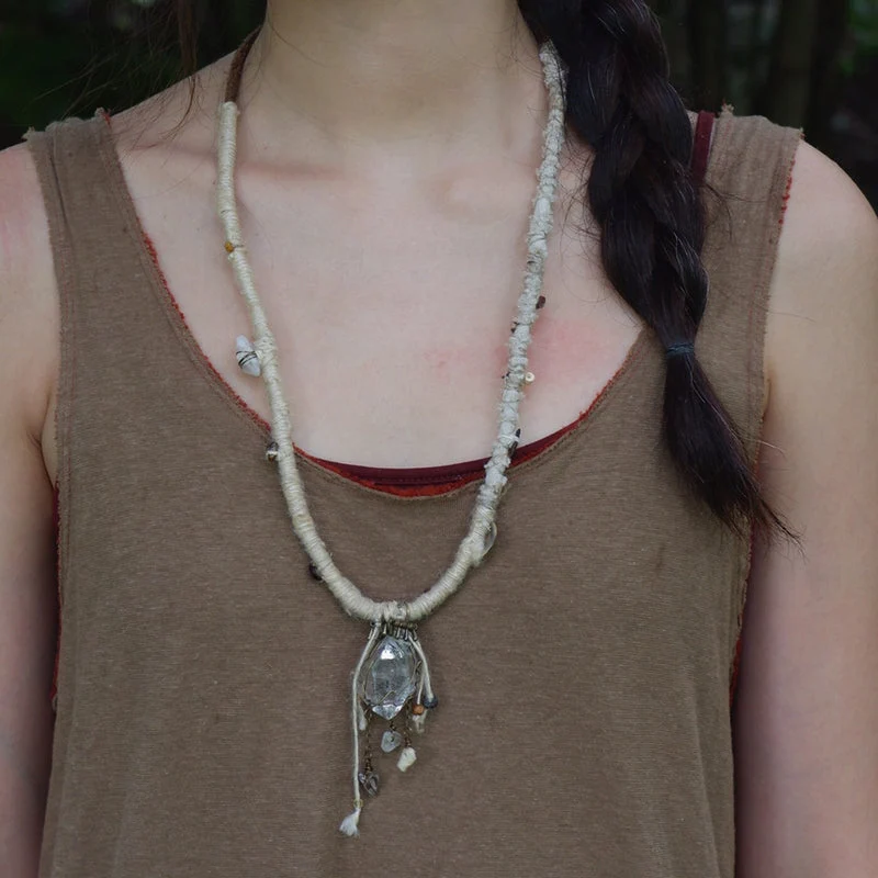 Healing Clarity White Crystal Silver Pendant