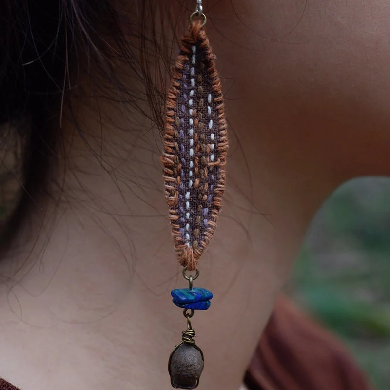 Wealth Embrace Earrings – Lapis Lazuli & Brass