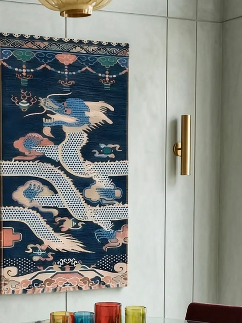 Cloud Dragon Pillar Tibetan Wool Rug