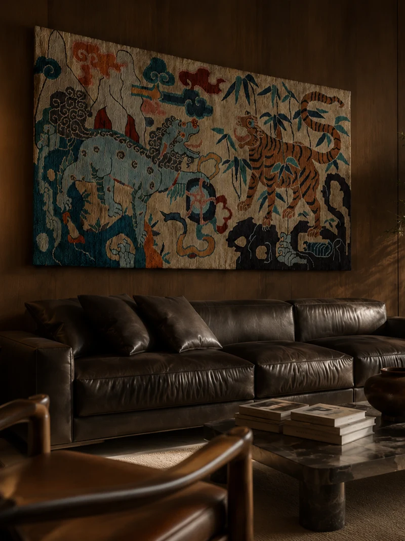 Lion & Tiger Royal Woolen Tibetan Rug