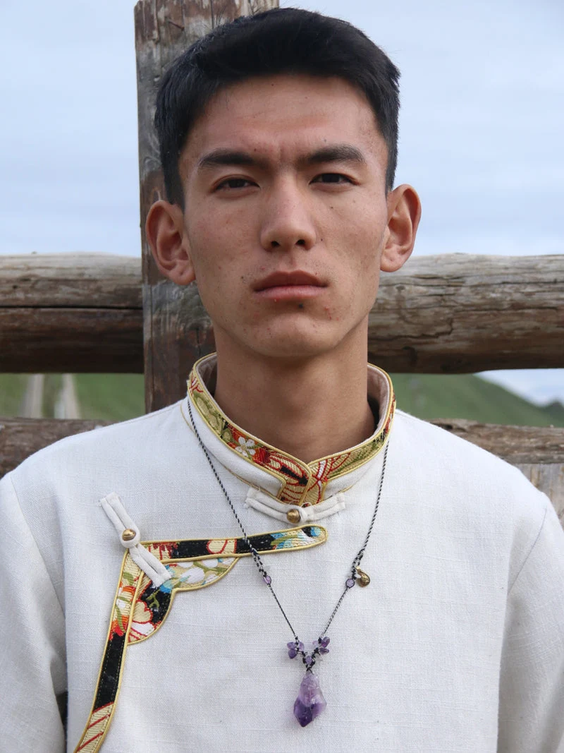 Profound Spirit Connection Amethyst Scepter Hand-woven Necklace