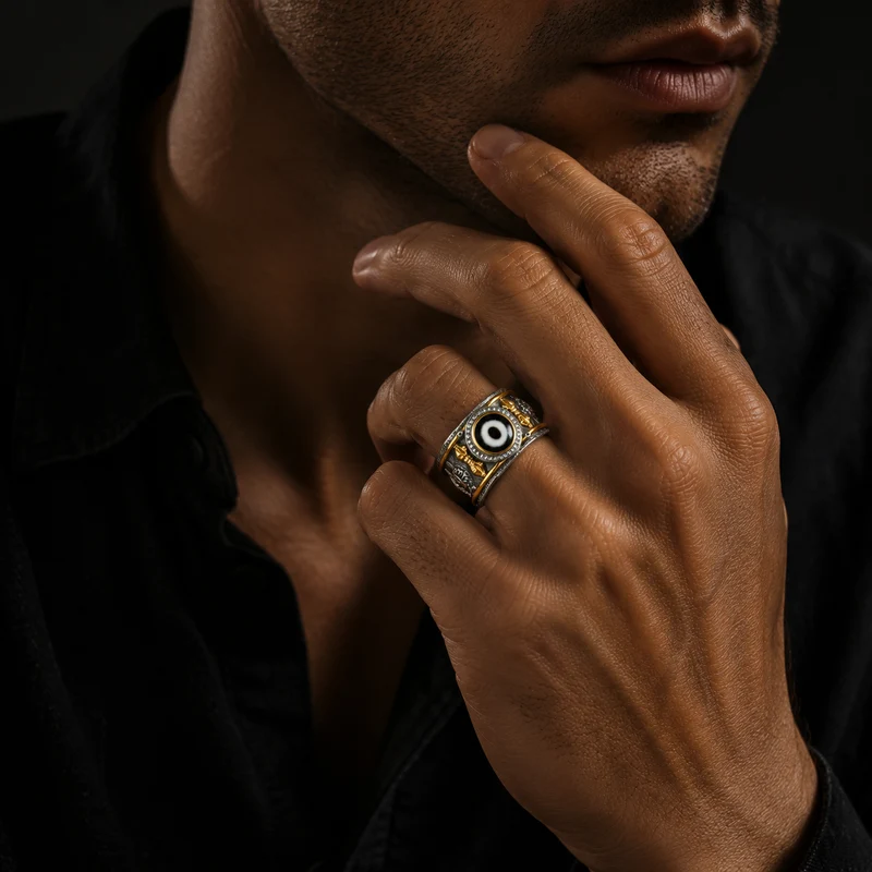 Empowered Clarity Dzi Sterling Silver Ring