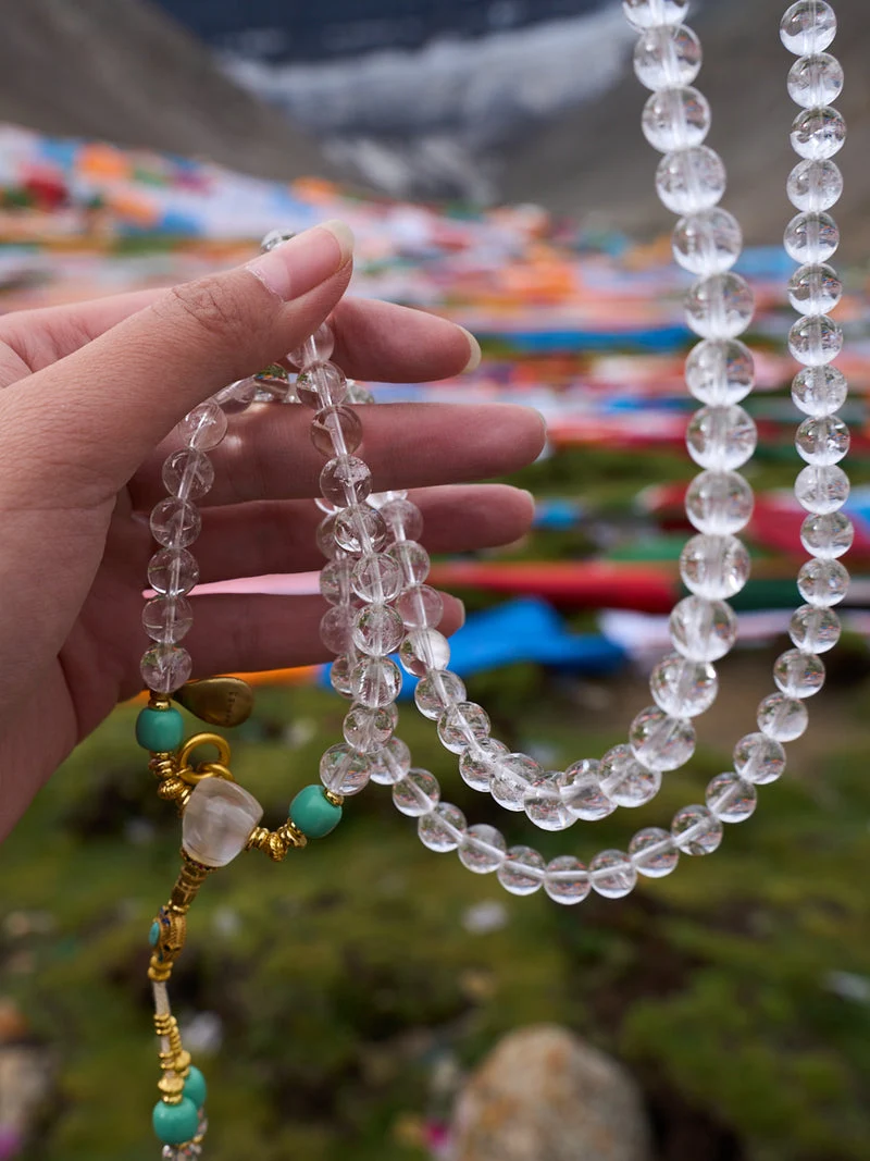 Clear Quartz Turquoise 108 Mala Necklace