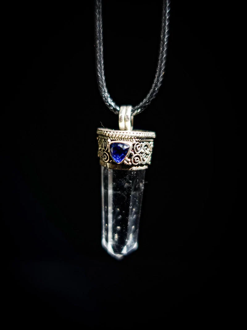Amplify Wisdom Clarity Necklace | Clear Quartz & Sapphire Sterling Silver
