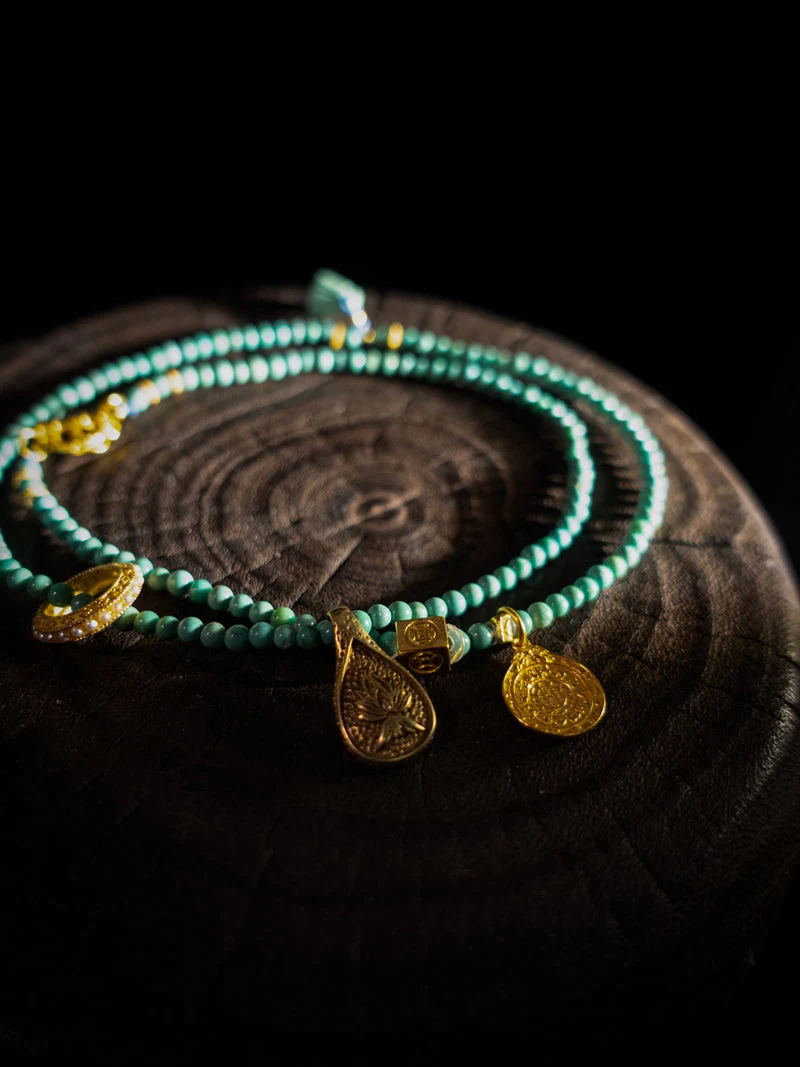 Healing through Stillness Turquoise Gold Necklace