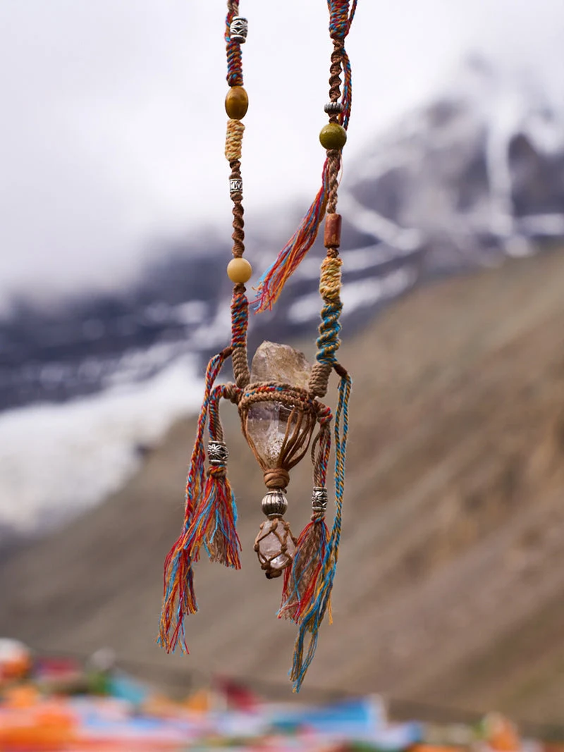 Fortune Clear Quartz Hand-Braided Guardian Threads Necklace