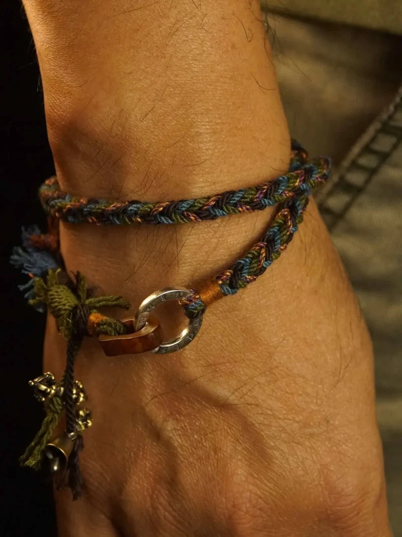 Strength & Protection Handwoven Vajra Six-Syllable Mantra Silver Bracelet