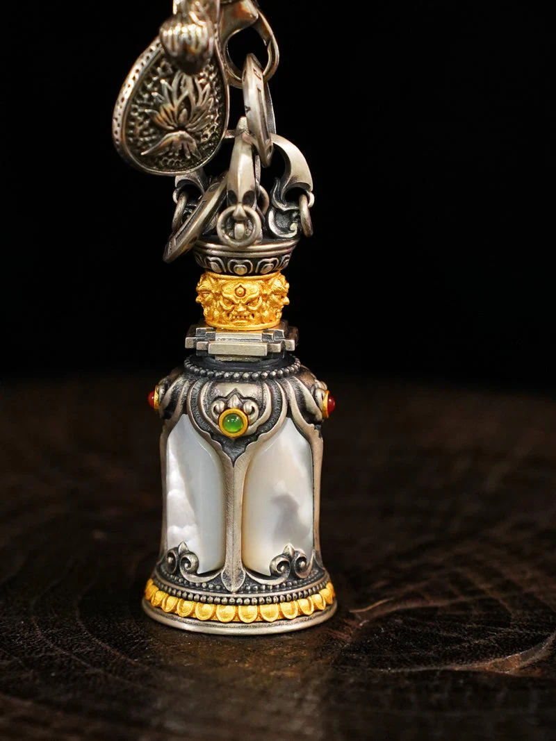 Harmony Resonance Vajra Bell Silver Necklace