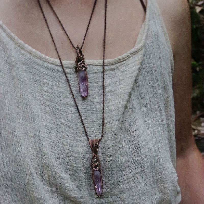 Inner Peace Natural Amethyst Zen Aura Essence Silver Pendant