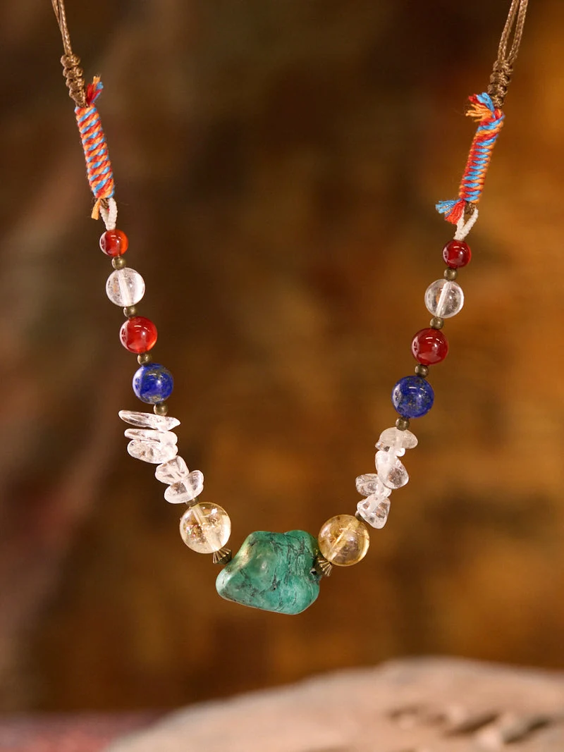 Balanced Journey Multi-Stone Tibetan Handwoven Necklace