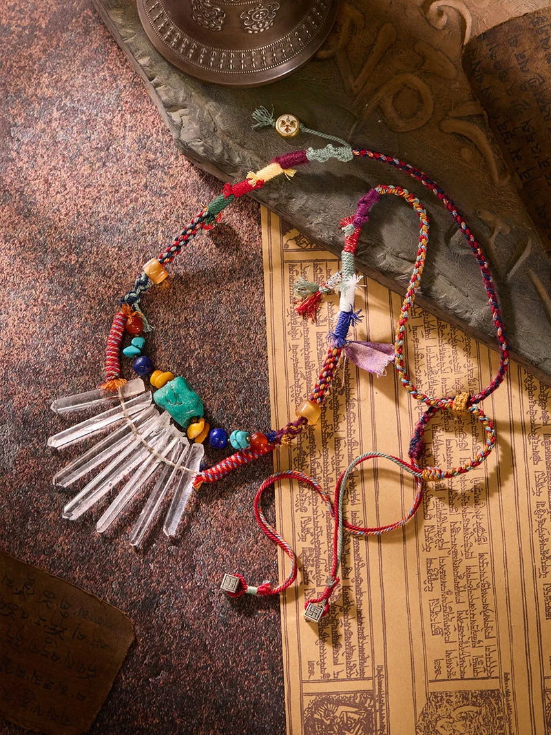 Energy Balance Clear Quartz Sunburst Tibetan Necklace