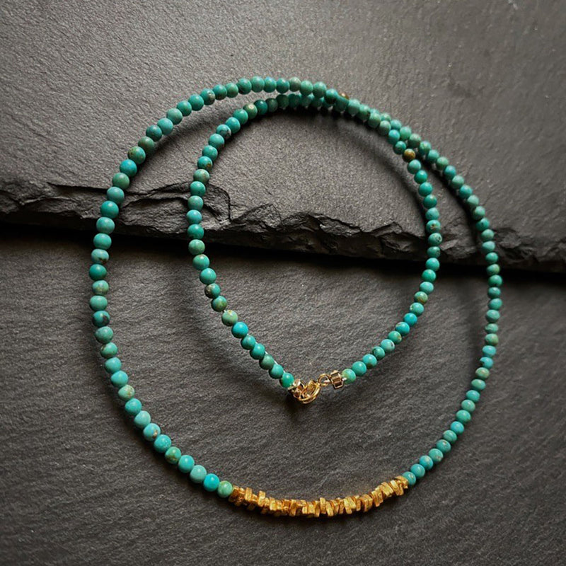 Spirit Healing Journey Turquoise Silver-Plated Gold Necklace