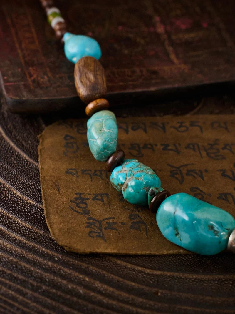 Sacred Lake Protection Turquoise Agarwood Necklace