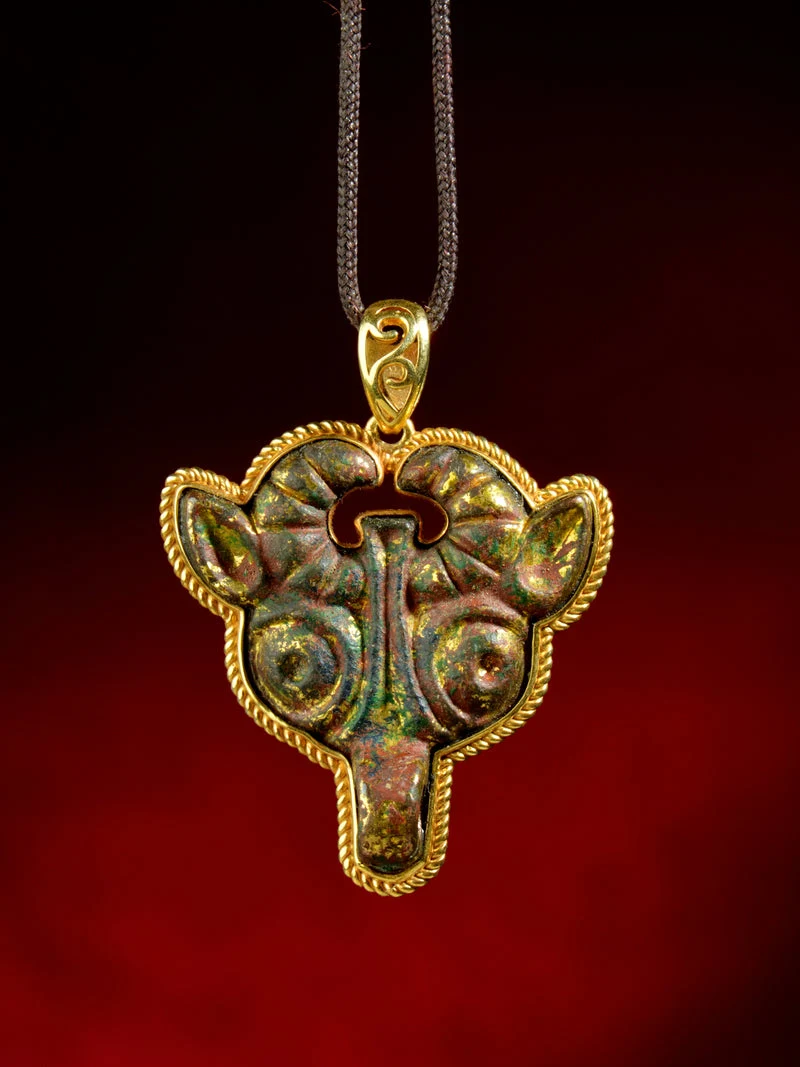 Tibetan Bull Head Thokcha Gold-Plated Sterling Silver Necklace