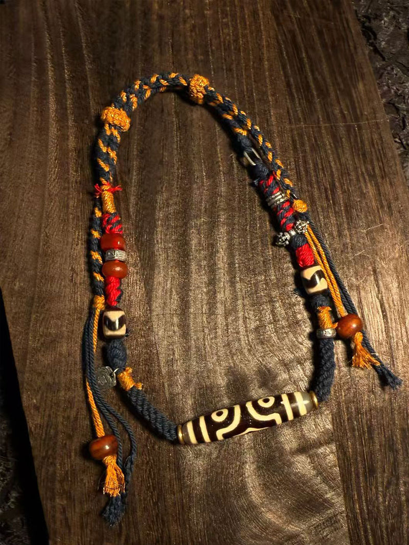 Sacred Protection Zakiram Vajra Dzi Necklace