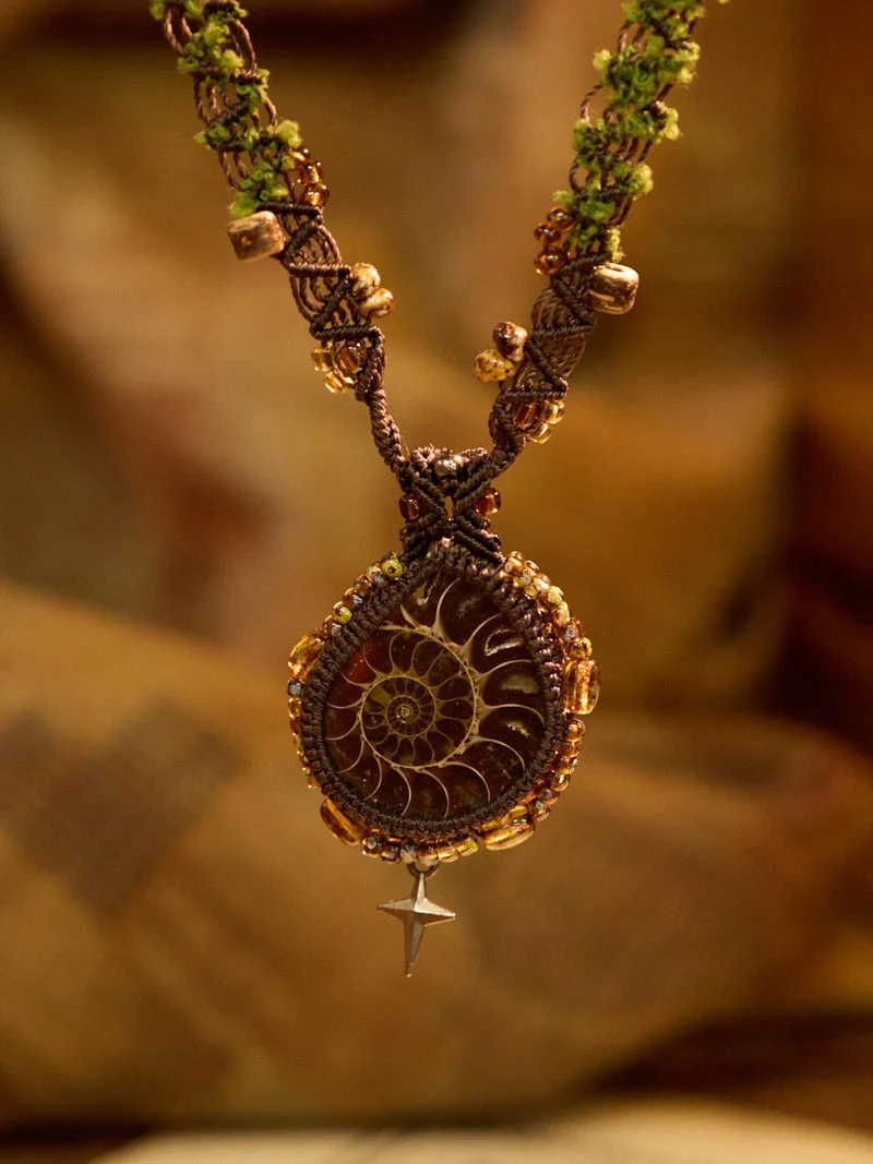 Ancient Wisdom Spiritual Ammonite Clear Quartz Necklace