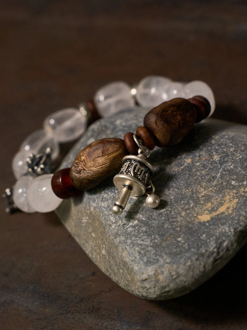 Sacred Mountain Protection Clear Quartz Agarwood Bracelet