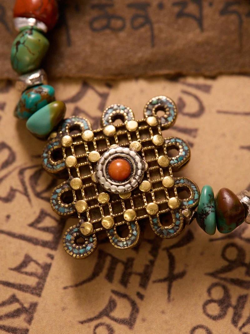 Harmony Protection Endless Knot Turquoise Agate Bracelet