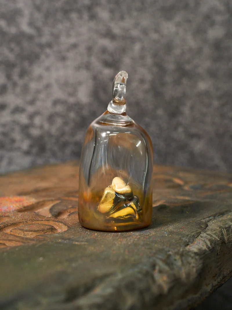 Mount Kailash of Compassion Gold Leaf and Silver Fumed Glass Pendant