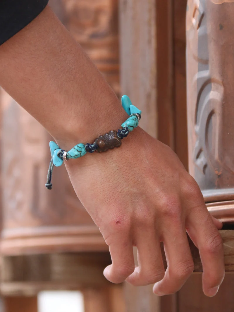 Turquoise Thokcha Lion Wrist Wrap Bracelet