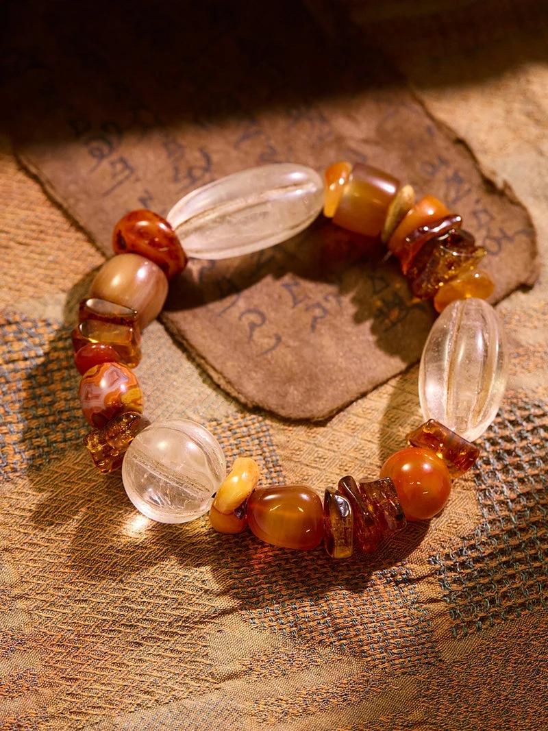 Grounding Balance Crystal Amber Multi-Stone Bracelet