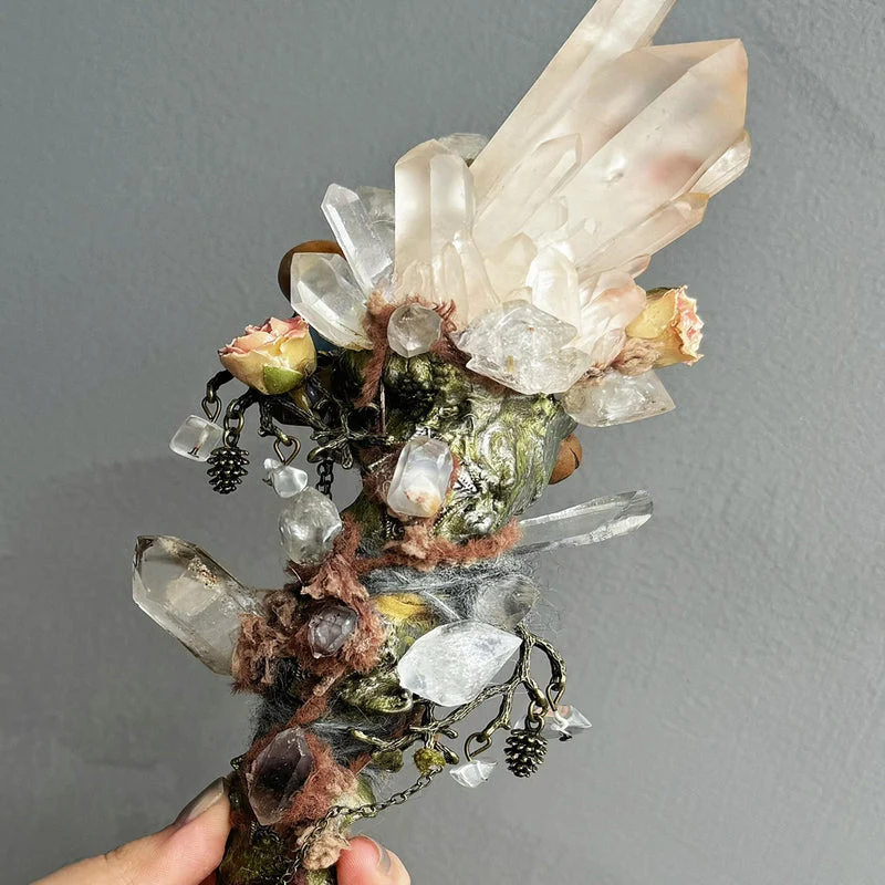 Healing Crystal Antler Staff by Kailash Energy