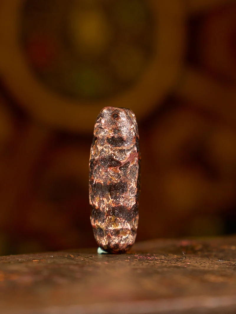 Zhangzhung Era Earth Gate of Balance Two-Eyed Agate Dzi Bead