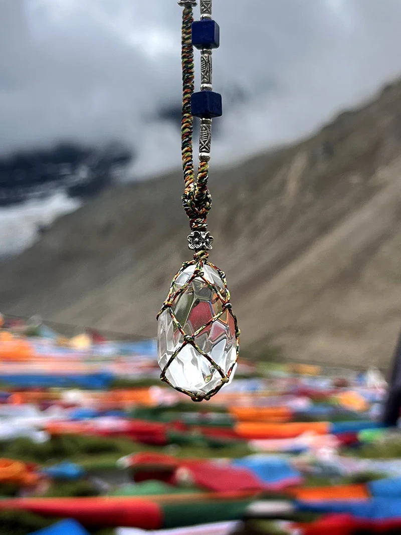 Soul Recovery Clear Quartz Lapis Silver Pendant