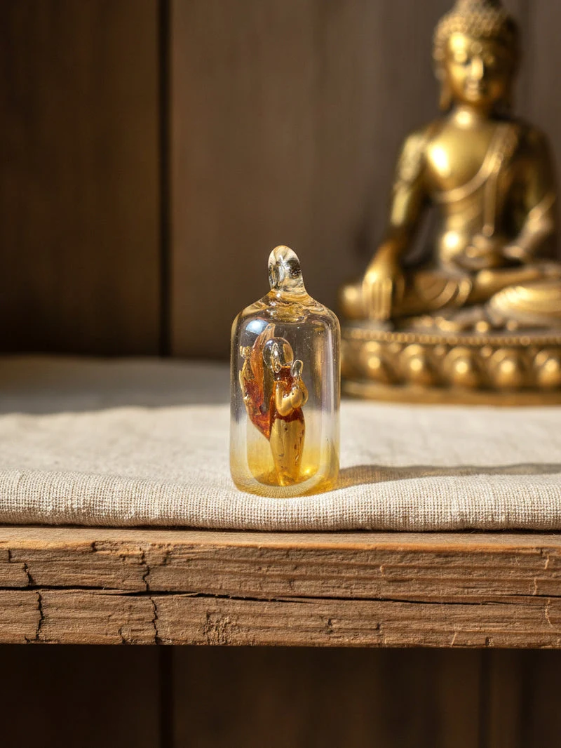 Awakened Mind Gold Glass Buddha Pendant
